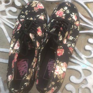 Van’s Authentic Lo Pro Floral Black Classic Cotton Skateboarding Shoes